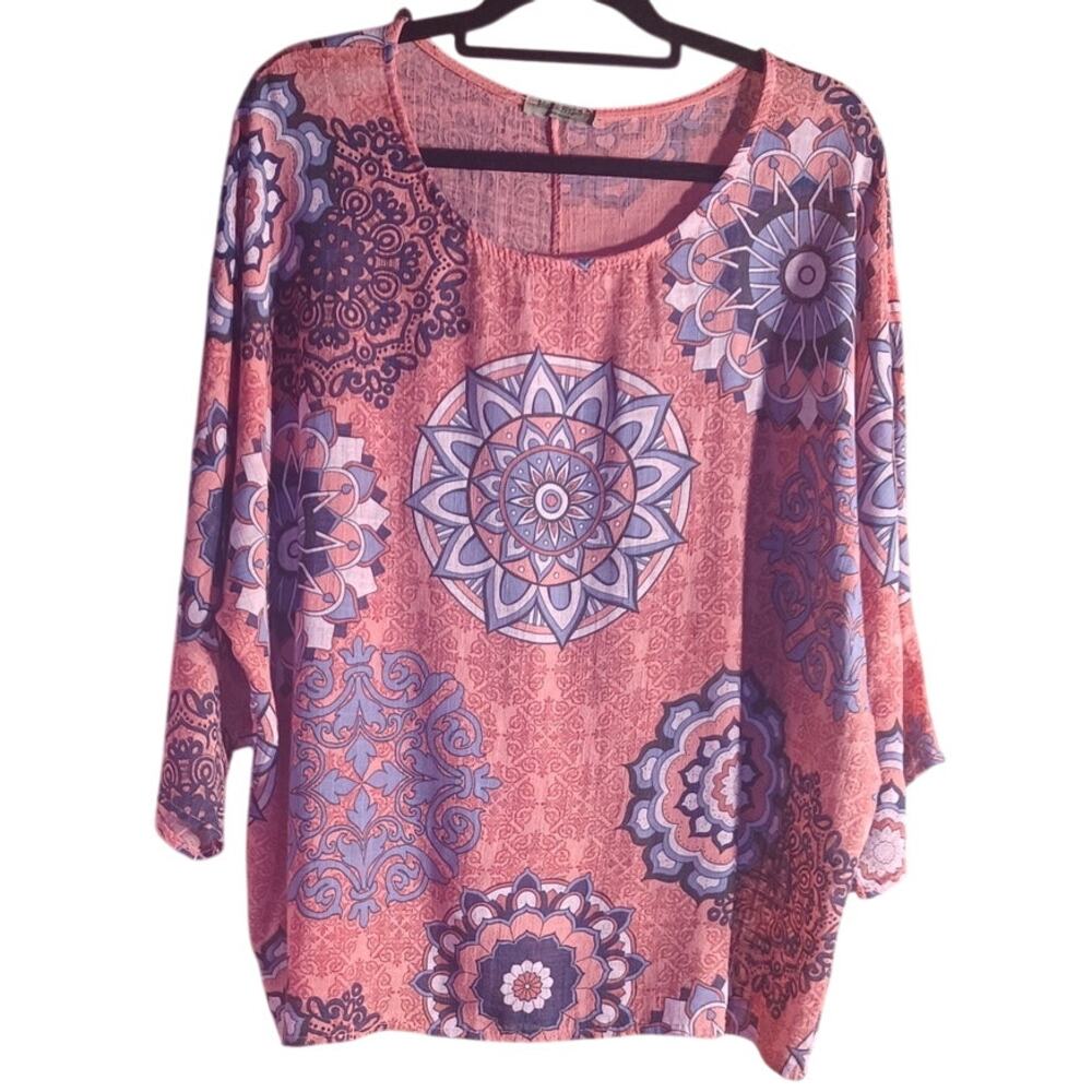 Beyond Capri Made in Italy 100% Cotton Gauze Dusty Rose Tunic Women's One Size